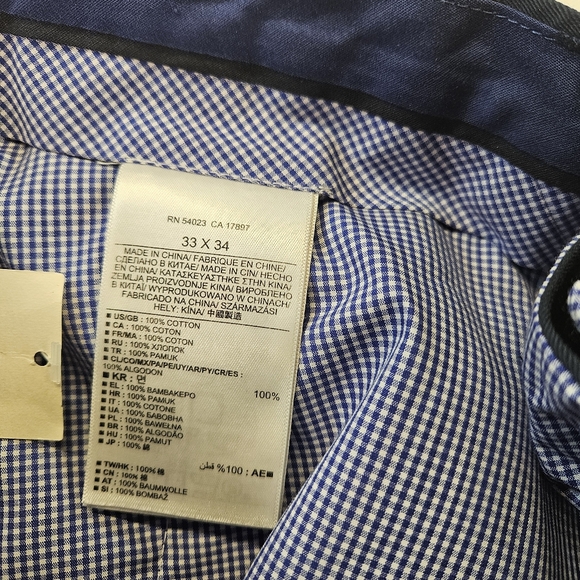 Banana Republic NWT Pants Mens 33 x 34 Navy BLUE Slim Fit Non Iron Dress Stretch - Picture 9 of 11